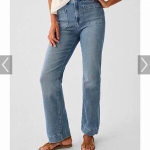 Fajerty High-Rise Straight Leg Women's Jeans in Light Blue 26